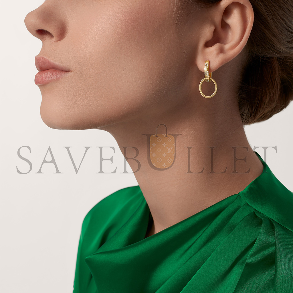 CARTIER LOVE YELLOW GOLD EARRINGS, TRANSFORMABLE, SEMI-PAVED N8515241